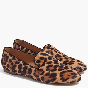 JCrew Leopard Calf Hair Smoking Loafers